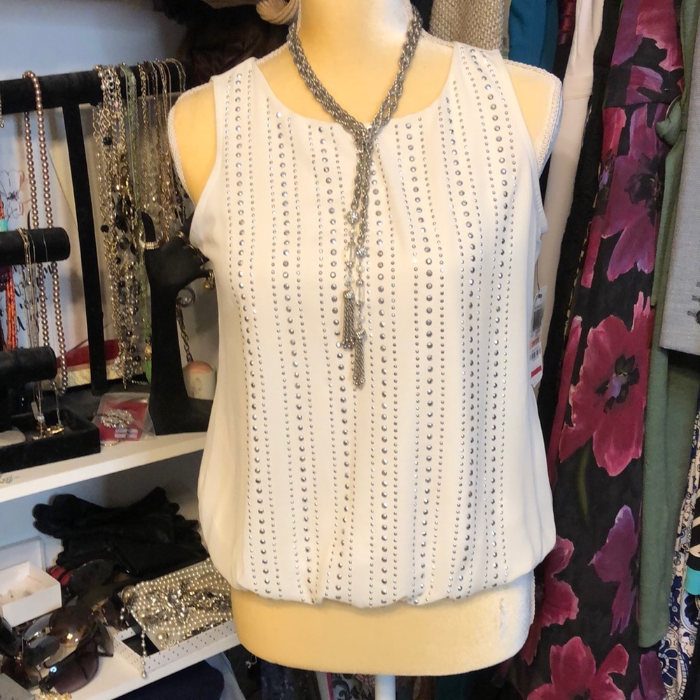 Alfani 2P White tank top with silver detailing